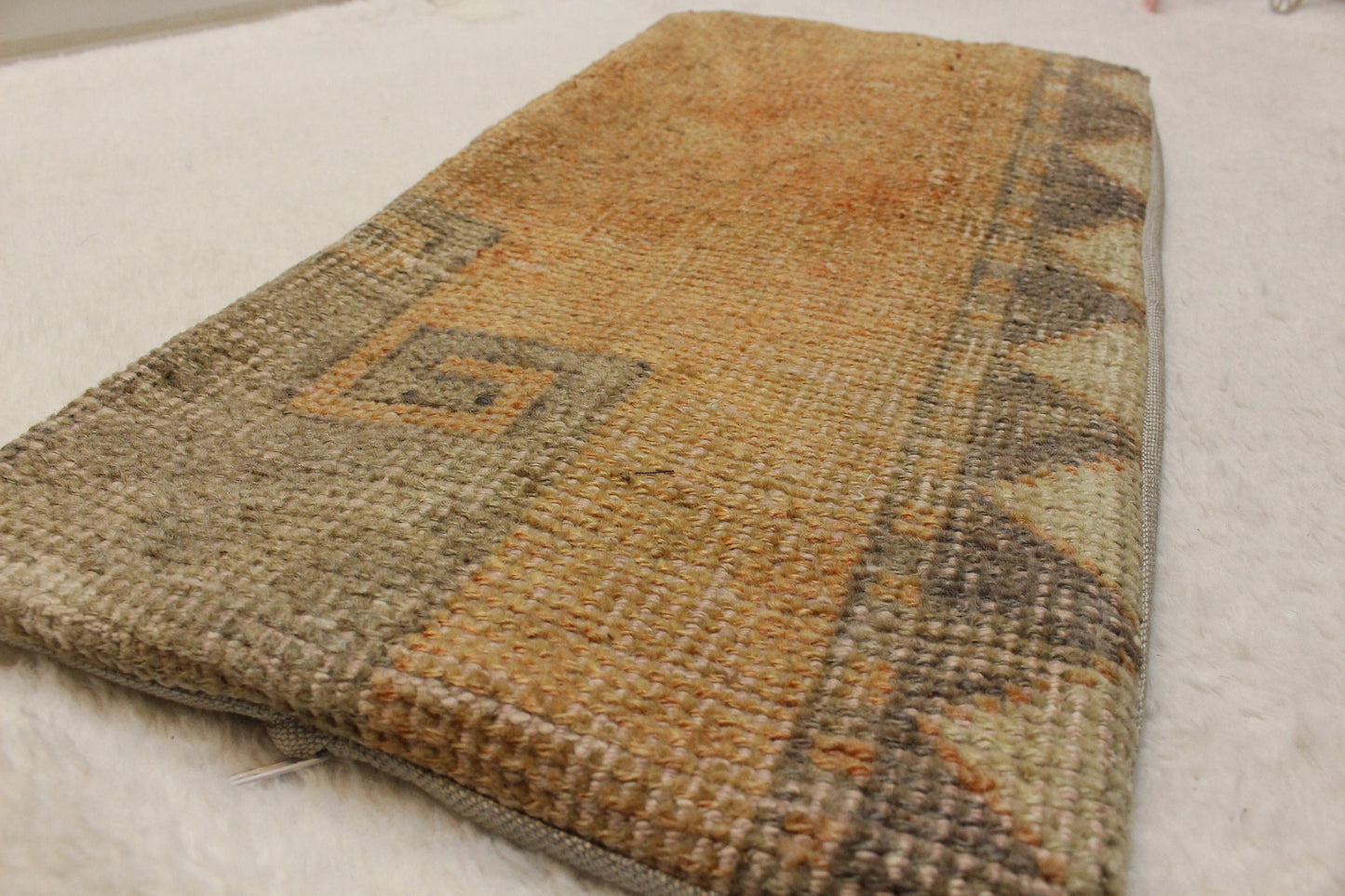 Handwoven Kilim Lumbar Pillow Cover: Upcycled Rug, Ethnic Design (12x24 in)