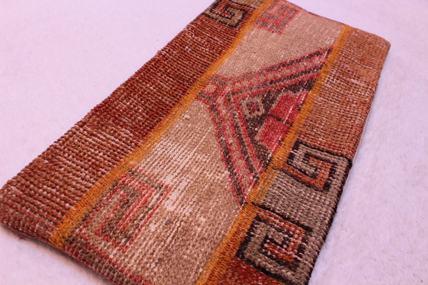 Boho Lumbar Pillow Cover: 12x24 inc Turkish Kilim, Ethnic Rug Design