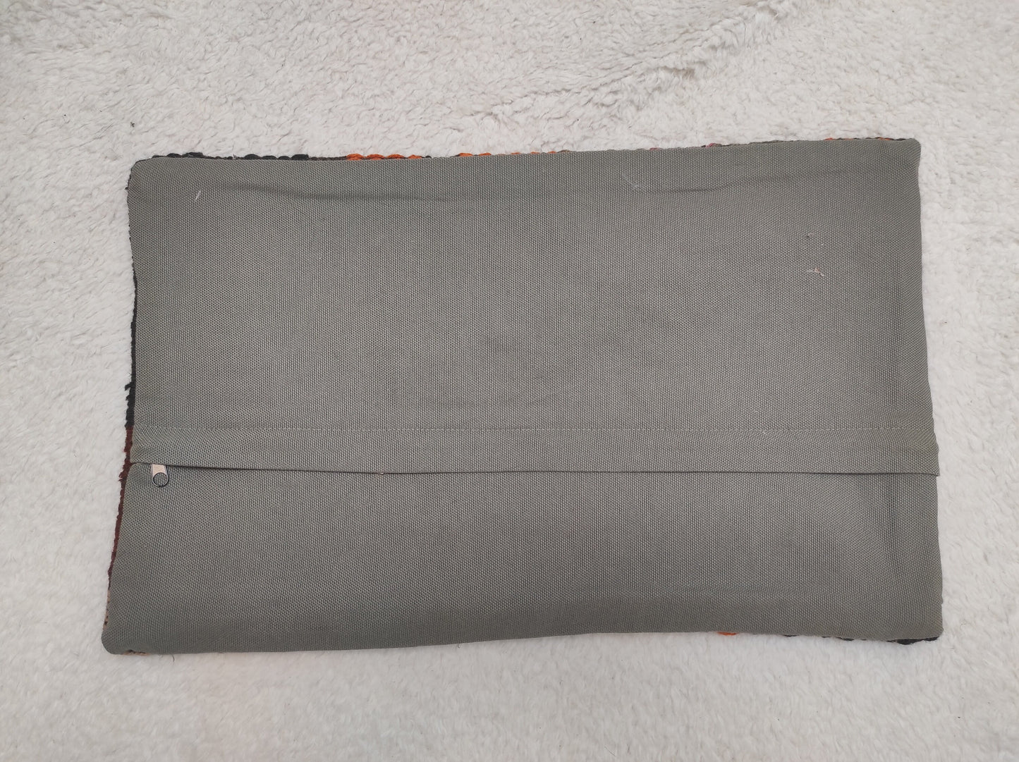 Handmade Kilim Lumbar Pillow Cover: 12x20 inc Upcycled Woven Rug