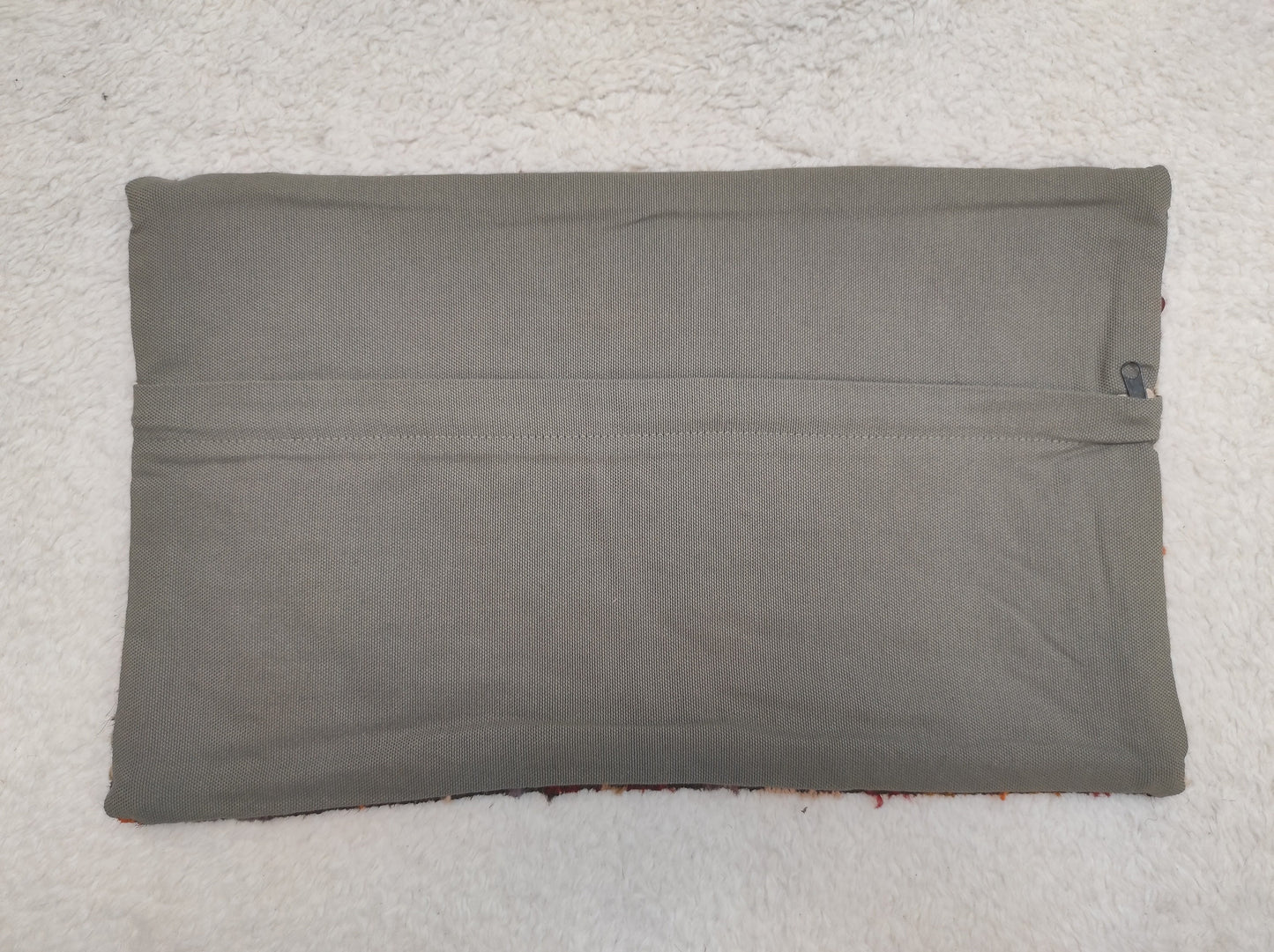 Handmade Kilim Lumbar Pillow Cover: Organic Wool Boho Decor (12x20 inc)