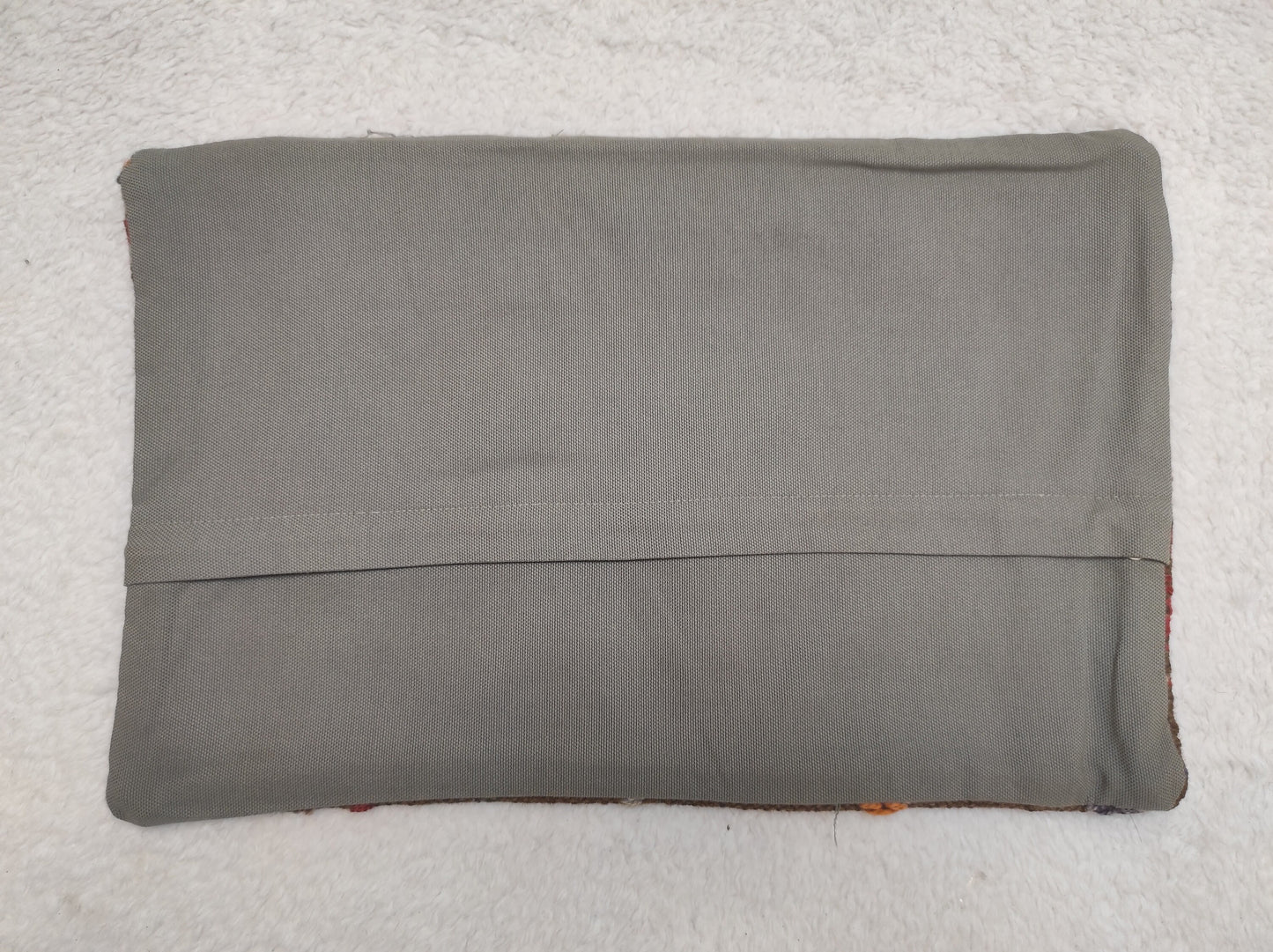 Handmade Kilim Lumbar Pillow Cover: Boho Woven Rug Cushion (12x20 in)