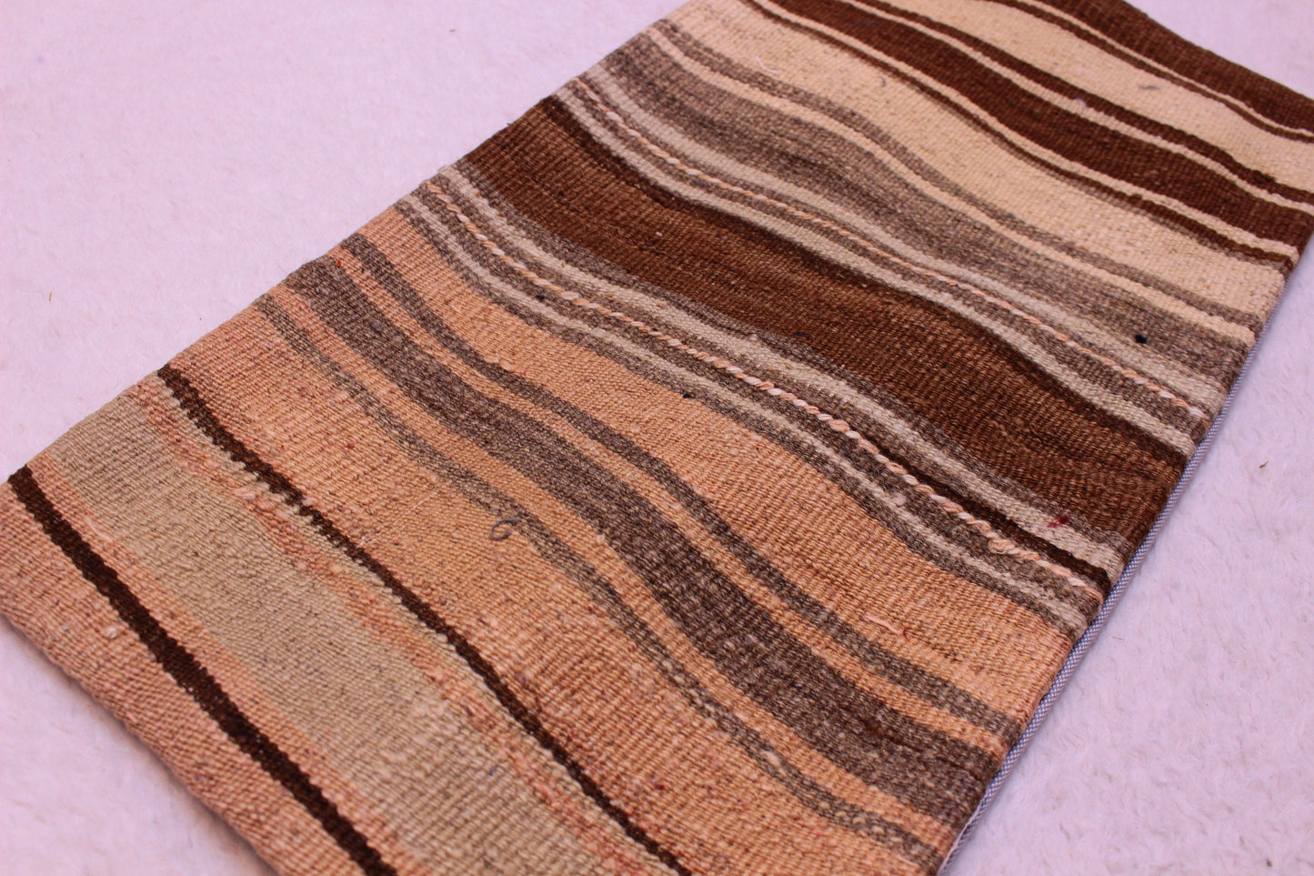 Handmade Striped Kilim Pillow Cover: Boho Decor (12x24 inc)