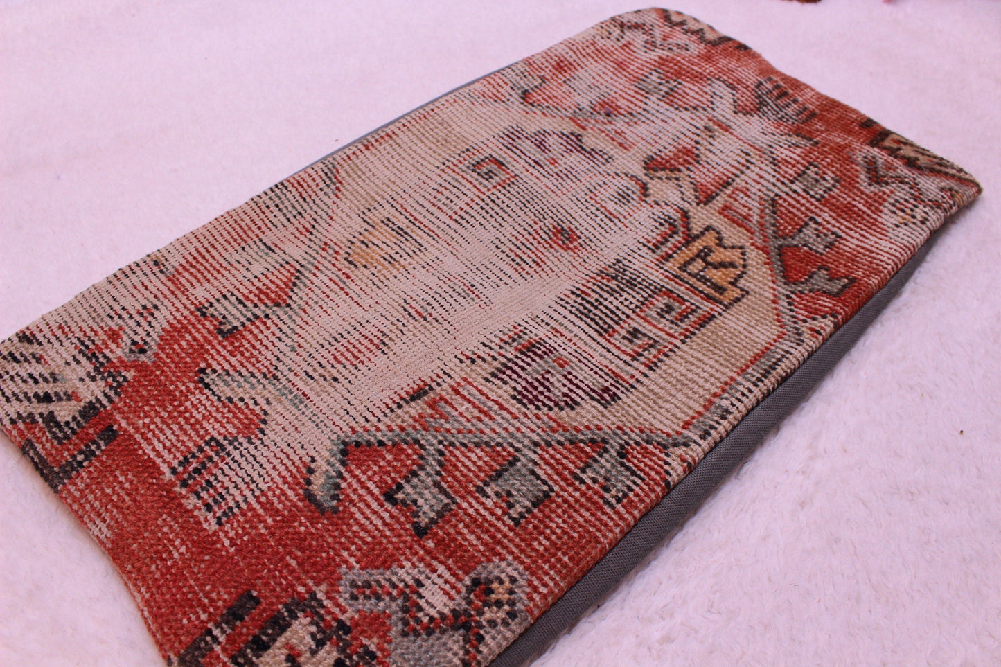 Handmade Kilim Pillow Cover: Upcycled Turkish Rug, Boho Decor (12x24 inc)