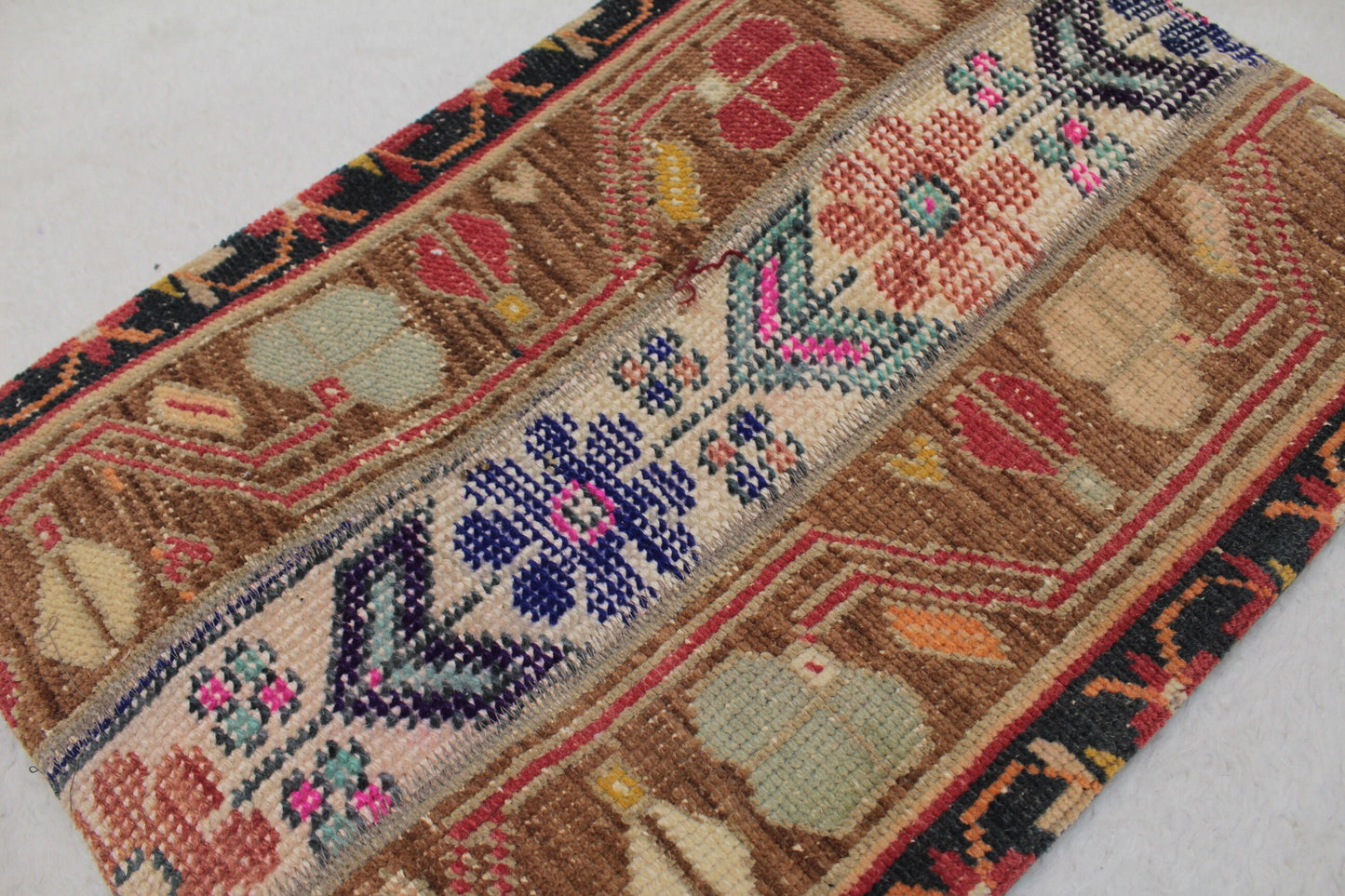 Handmade Turkish Kilim Pillow Cover: Upcycled Wool Lumbar Pillow, 16x24