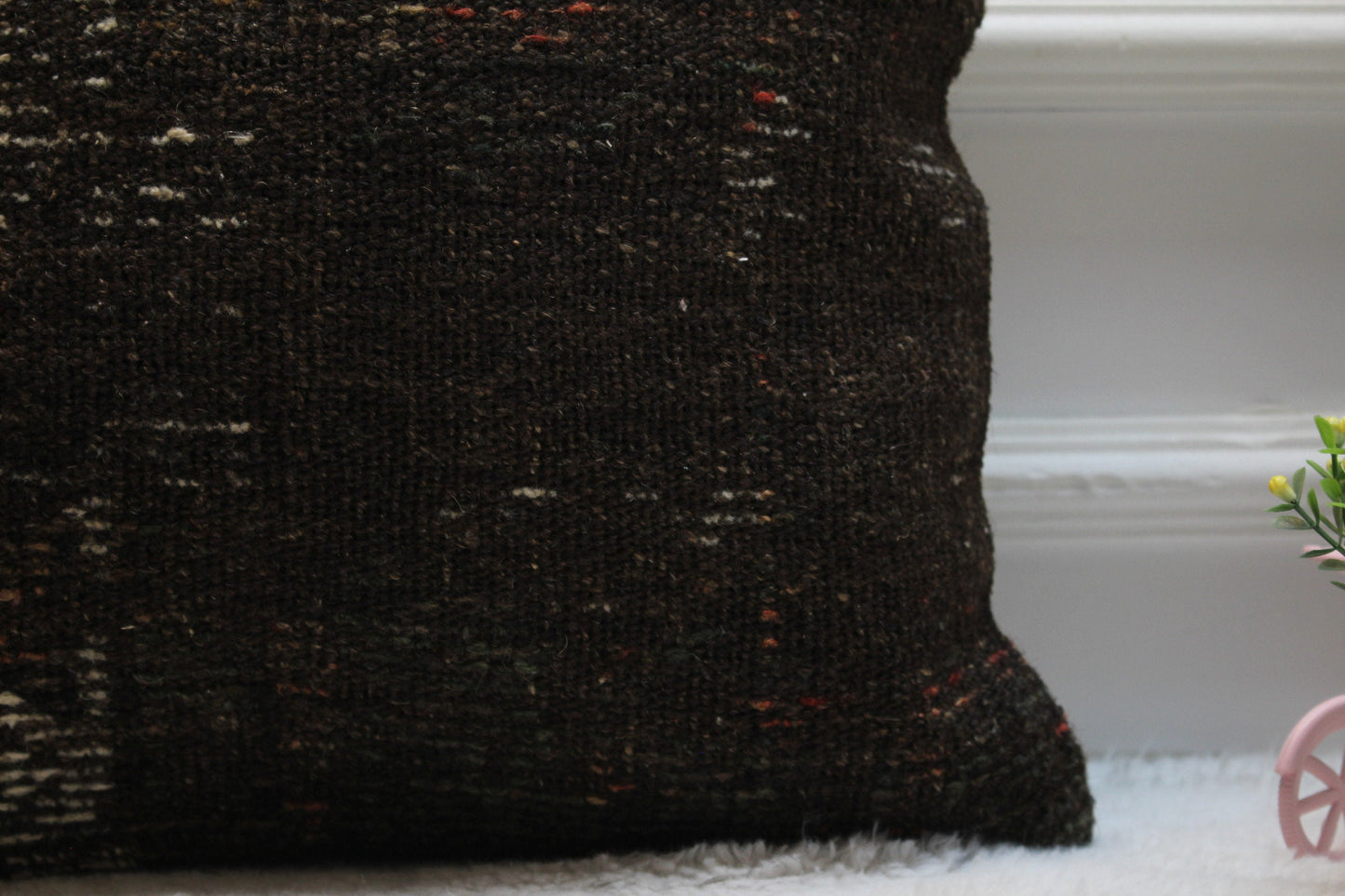 Handmade Kilim Pillow Cover: Bohemian Woven Rug Pillow, 16x16 inch