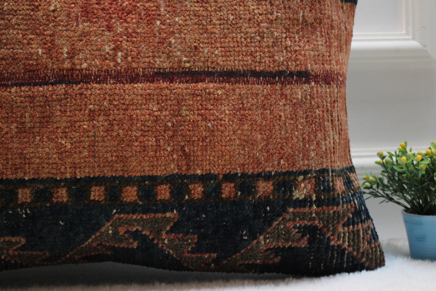 Handmade Kilim Lumbar Pillow Cover: Upcycled Woven Rug, Boho Home Decor (16x24 in)