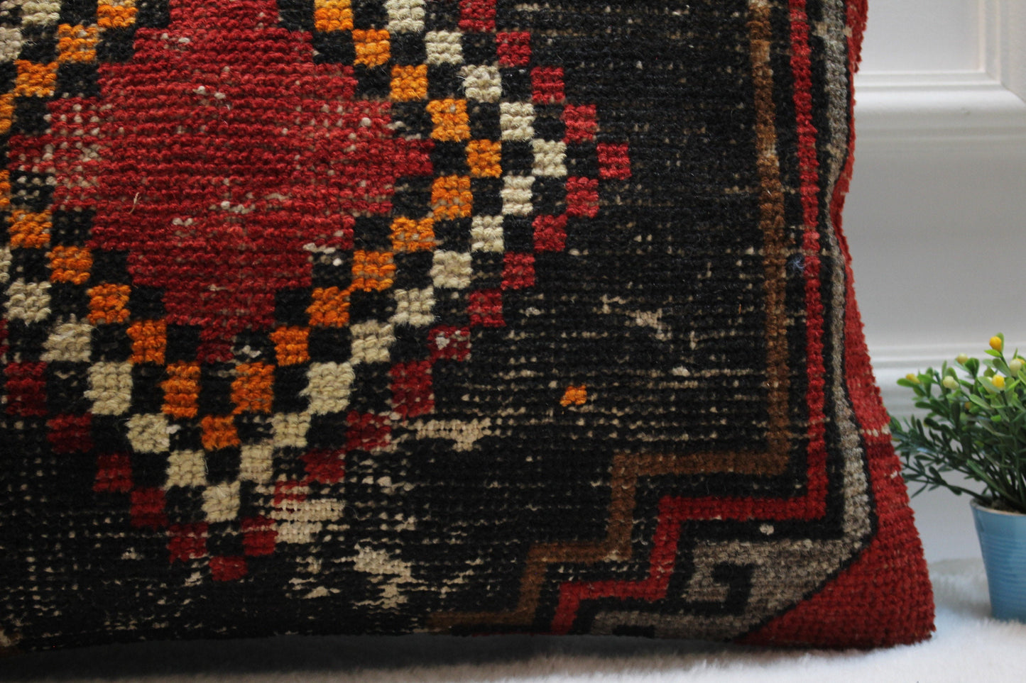 Handmade Kilim Pillow Cover: Ethnic Woven Rug, 16x24 inch