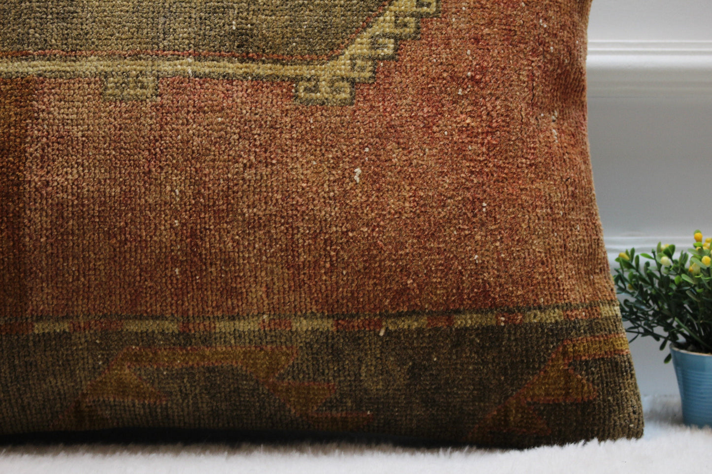 Handmade Kilim Lumbar Pillow Cover: Upcycled Turkish Rug, 16x24 inch