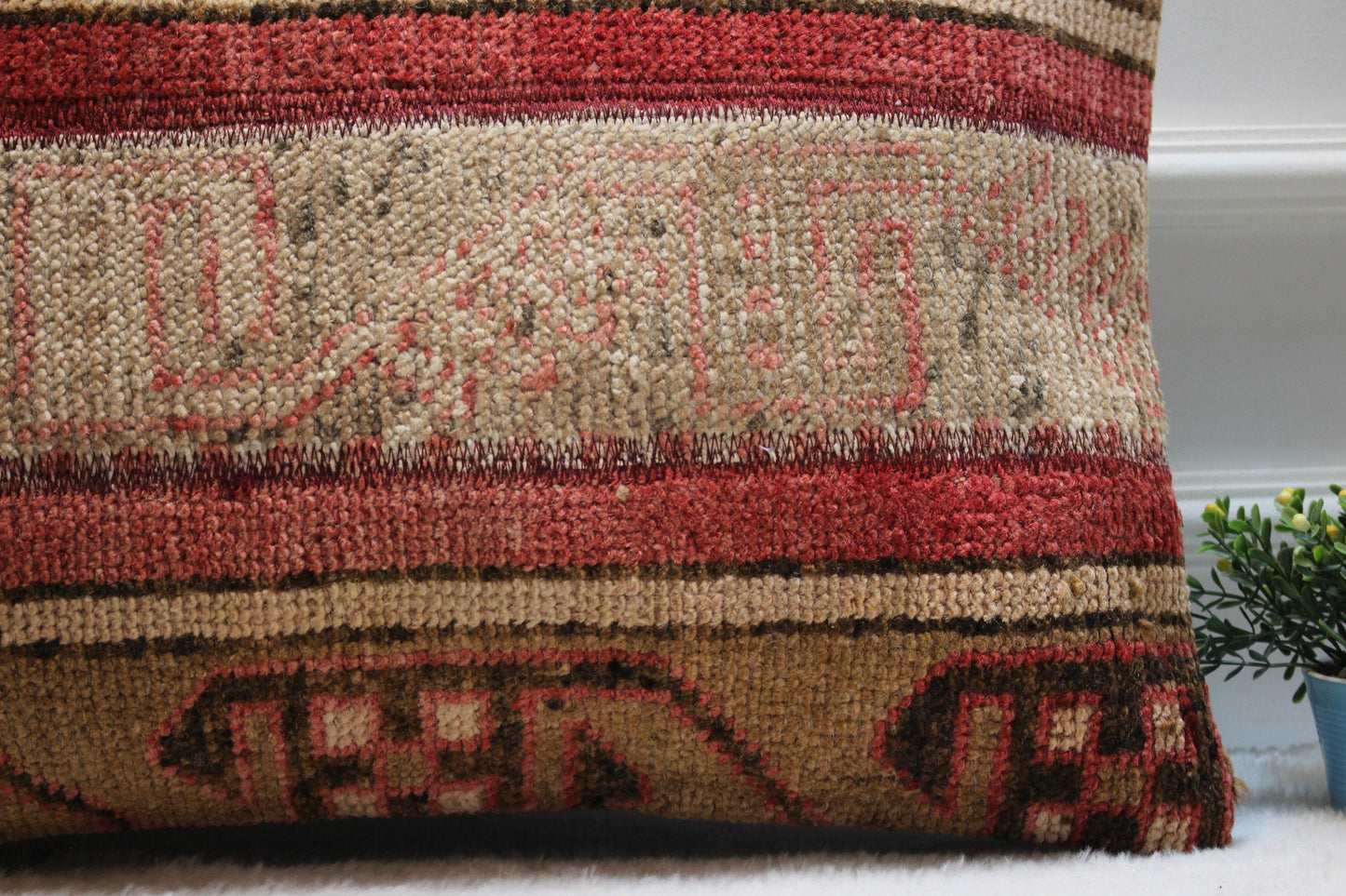 Handmade Kilim Lumbar Pillow Cover: Upcycled Rug, 16x24 inch