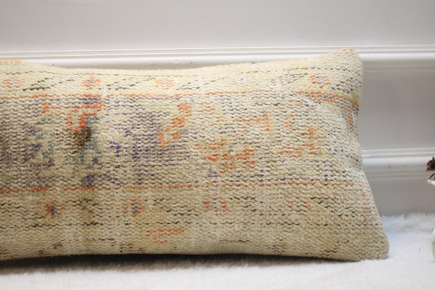 Handwoven Kilim Pillow Cover: Upcycled Ethnic Lumbar Cushion (12x24 inc)