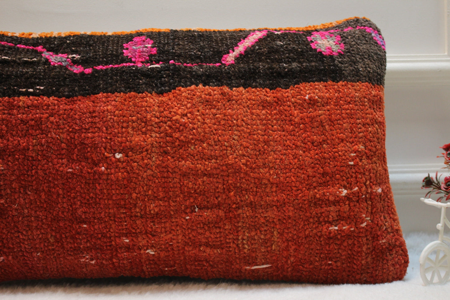 Handmade Turkish Kilim Lumbar Pillow Cover: Vintage Rug, 12x24 inch