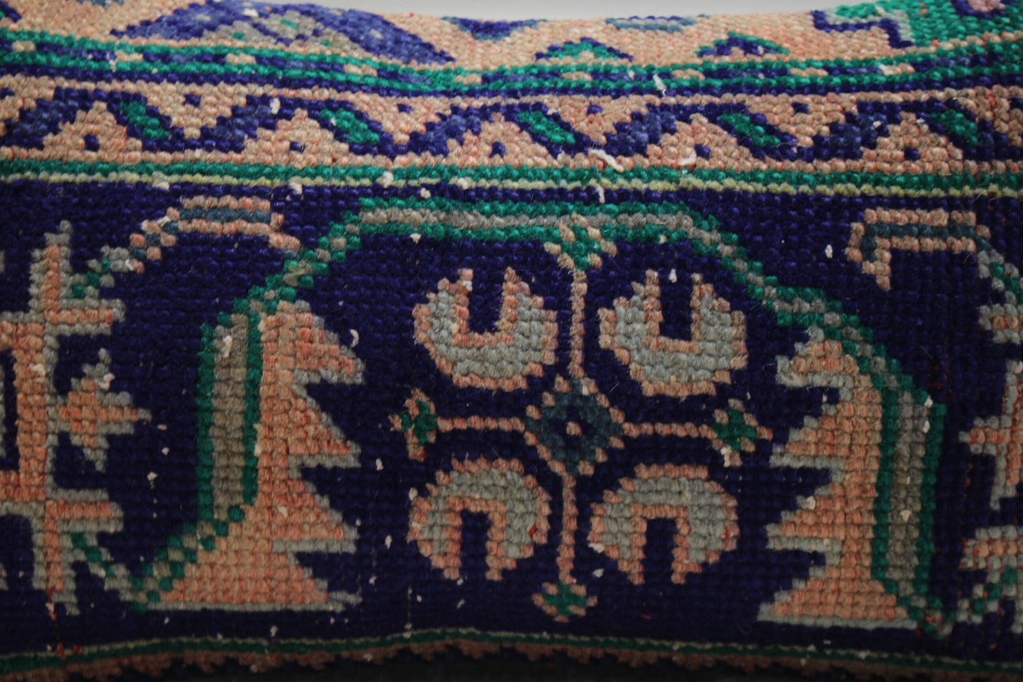 Handmade Turkish Rug Lumbar Pillow Cover: Vintage Wool, 12x20 inch