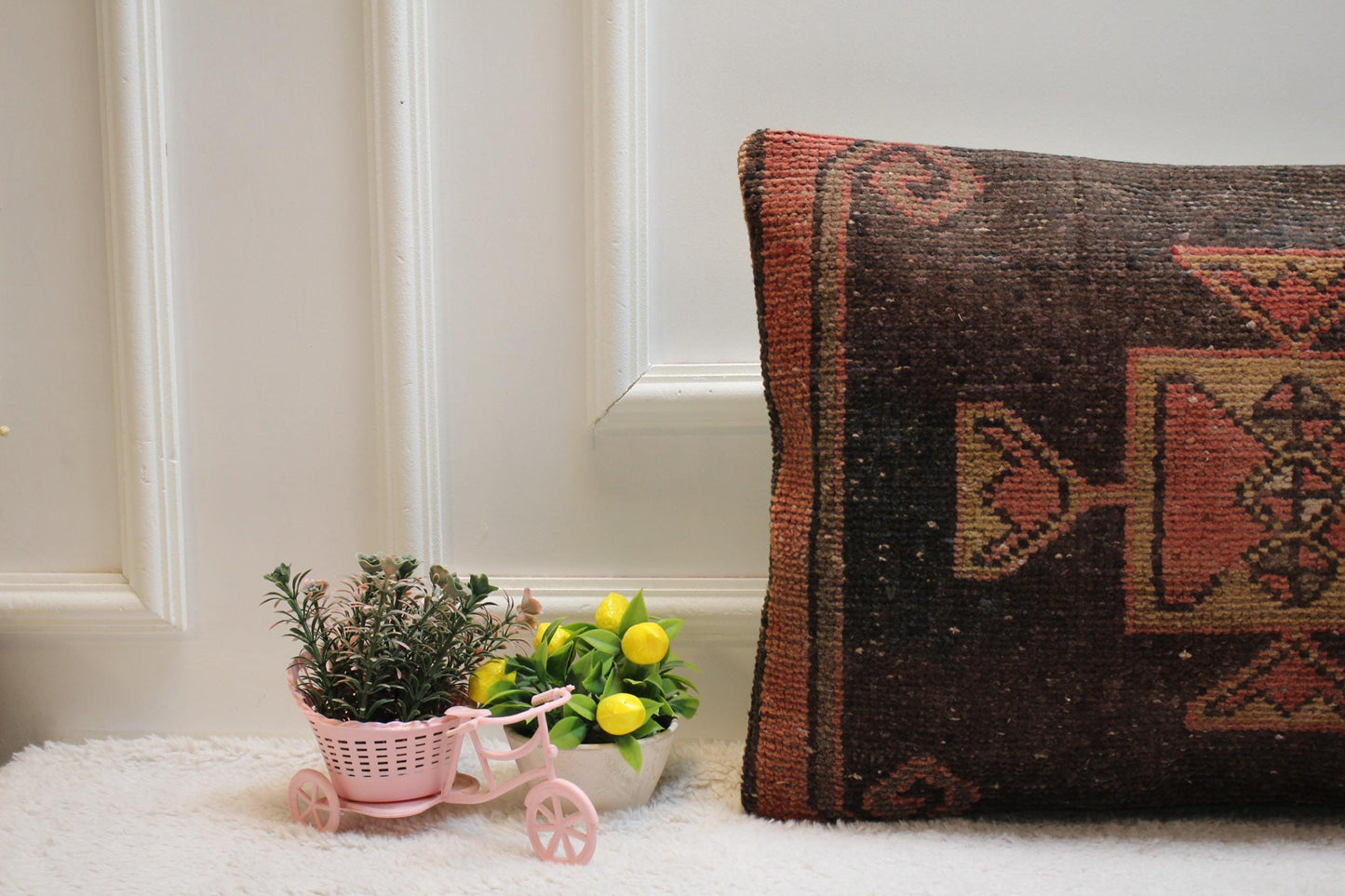 Ethnic Lumbar Pillow: Boho Rug Pillow Cover, 16x24 inch