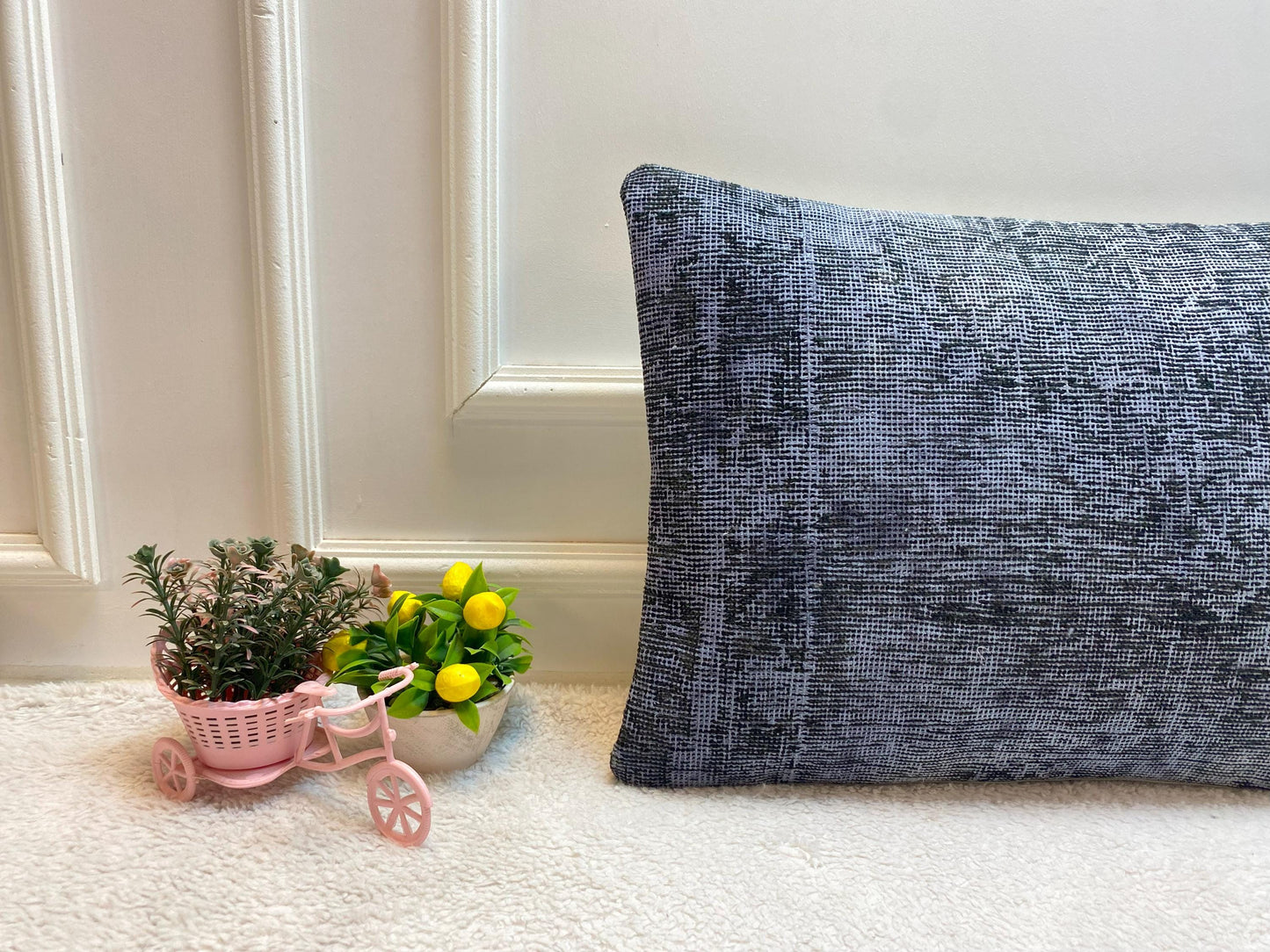 Gray Kilim Pillow Cover: Upcycled Vintage Rug, Handmade (16x24 in)
