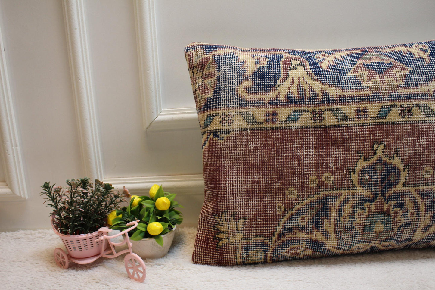Handmade Turkish Kilim Pillow Cover: Upcycled Woven Rug, 16x24 inch
