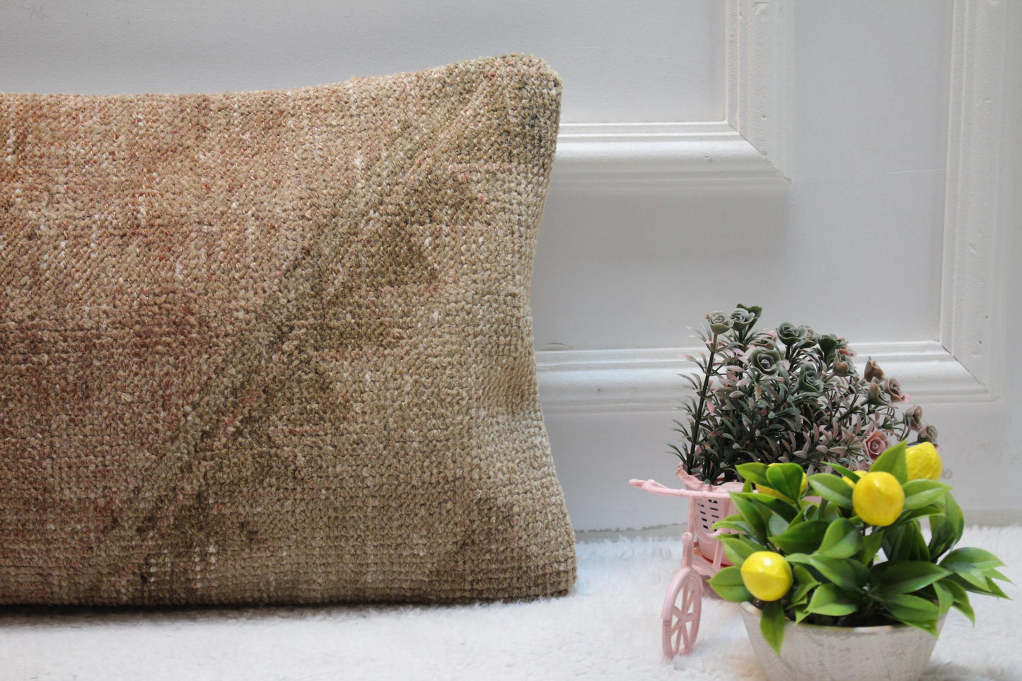 Anatolian Kilim Lumbar Pillow Cover: Upcycled Turkish Rug, 12x24 inc
