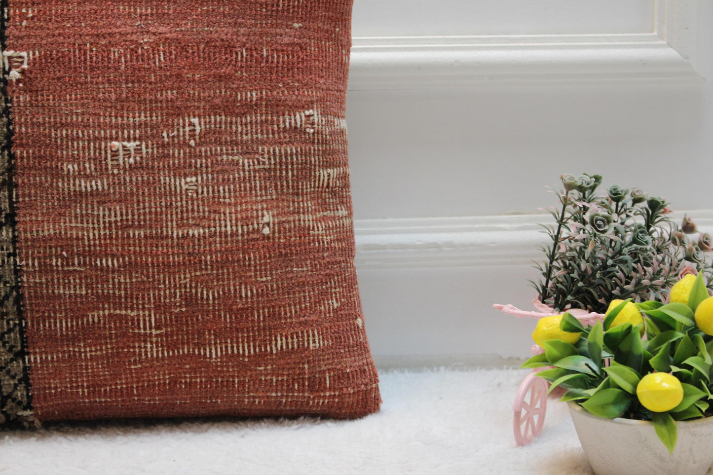 Vintage Turkish Rug Pillow: 16x16 Square Kilim Pillow Cover