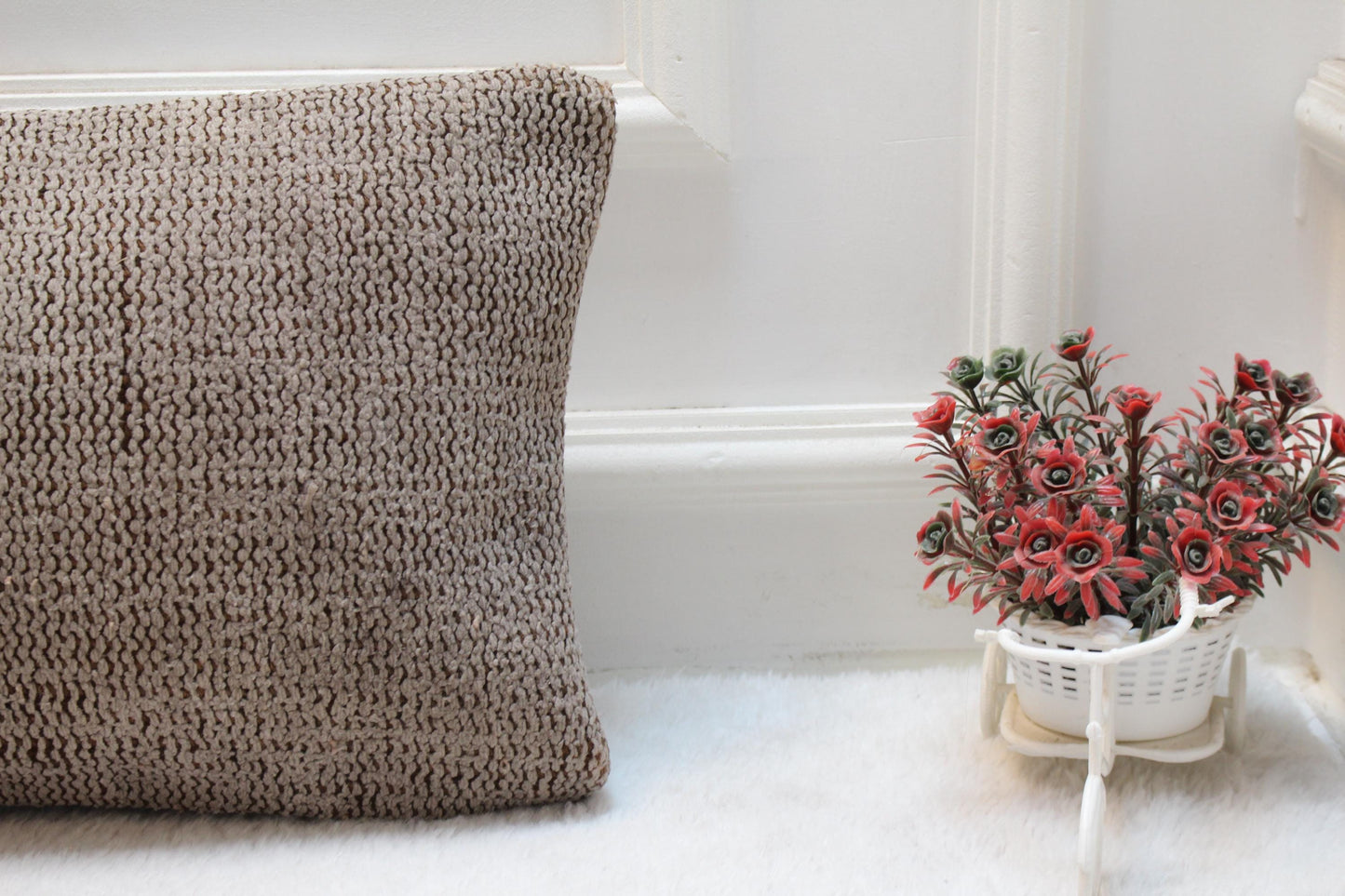Handmade Kilim Lumbar Pillow Cover: Upcycled Turkish Rug, 12x36 inch