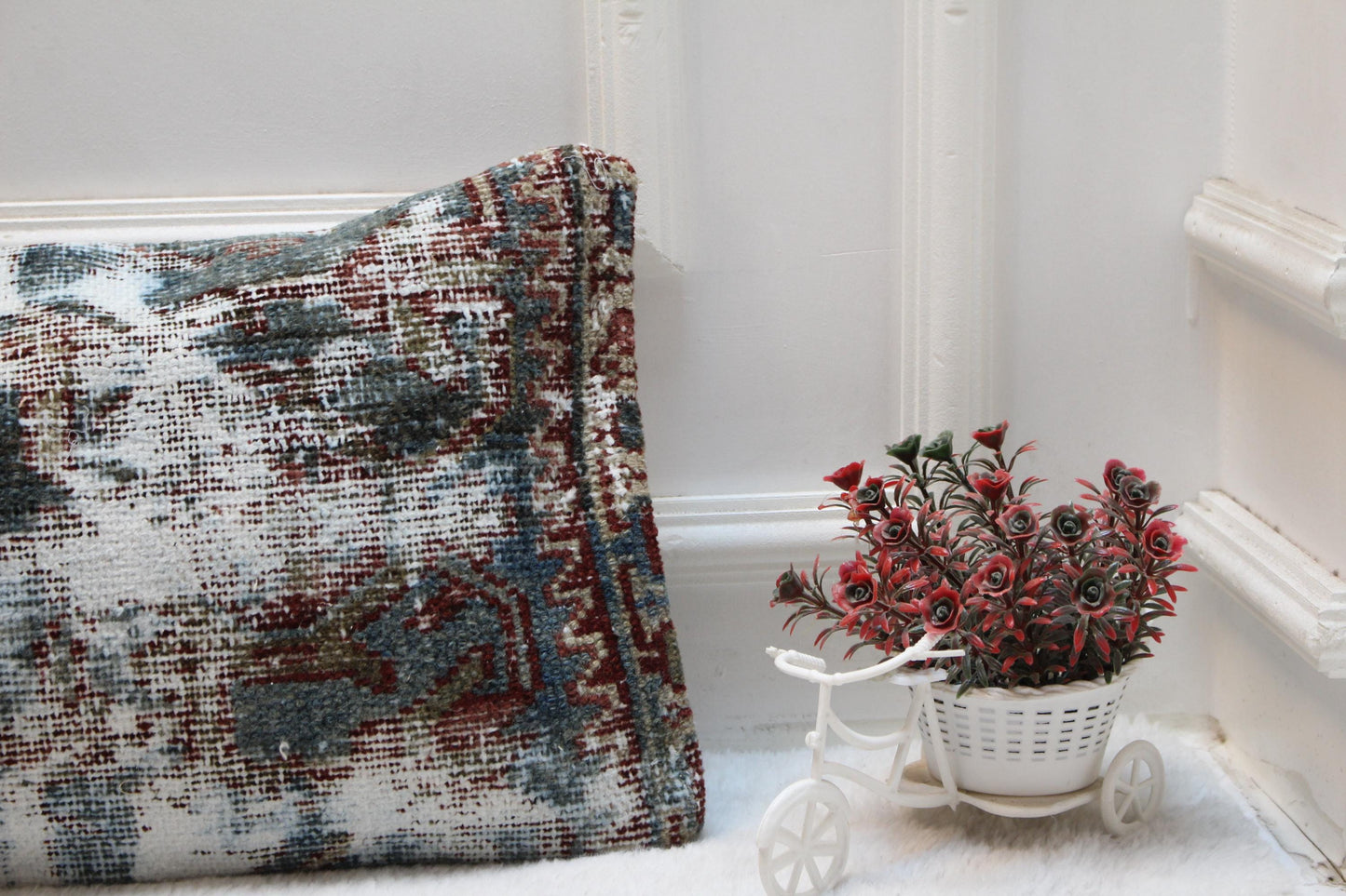 Handmade Kilim Lumbar Pillow Cover: Vintage Turkish Rug, 12x36 inc