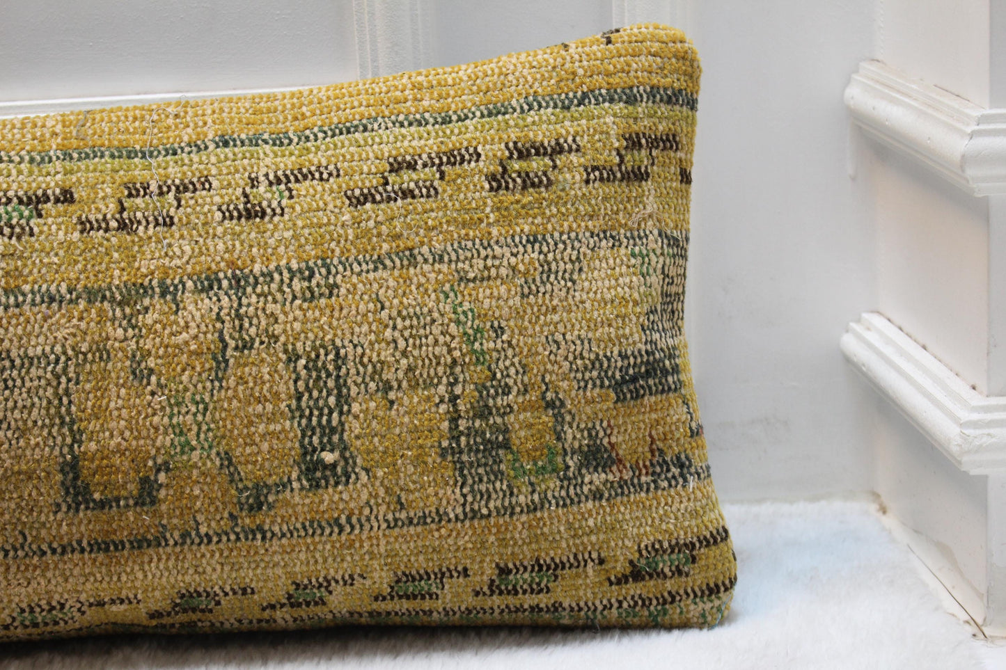 Antique Kilim Lumbar Pillow Cover – 12x48 Handwoven Turkish Rug