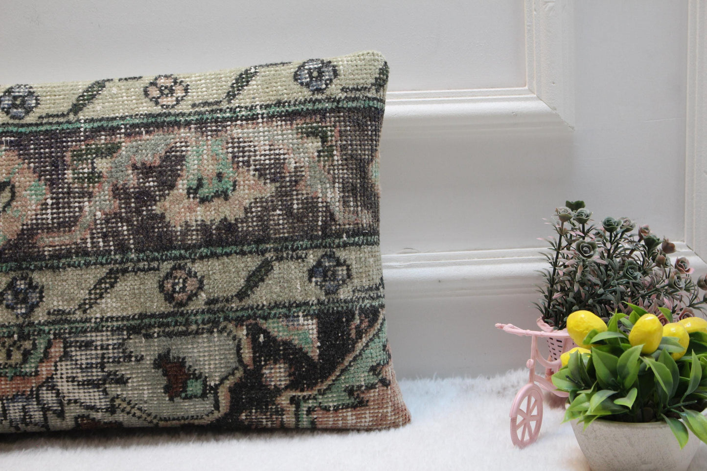 Handmade Kilim Lumbar Pillow Cover: Rustic Turkish Rug, 12x24 inch