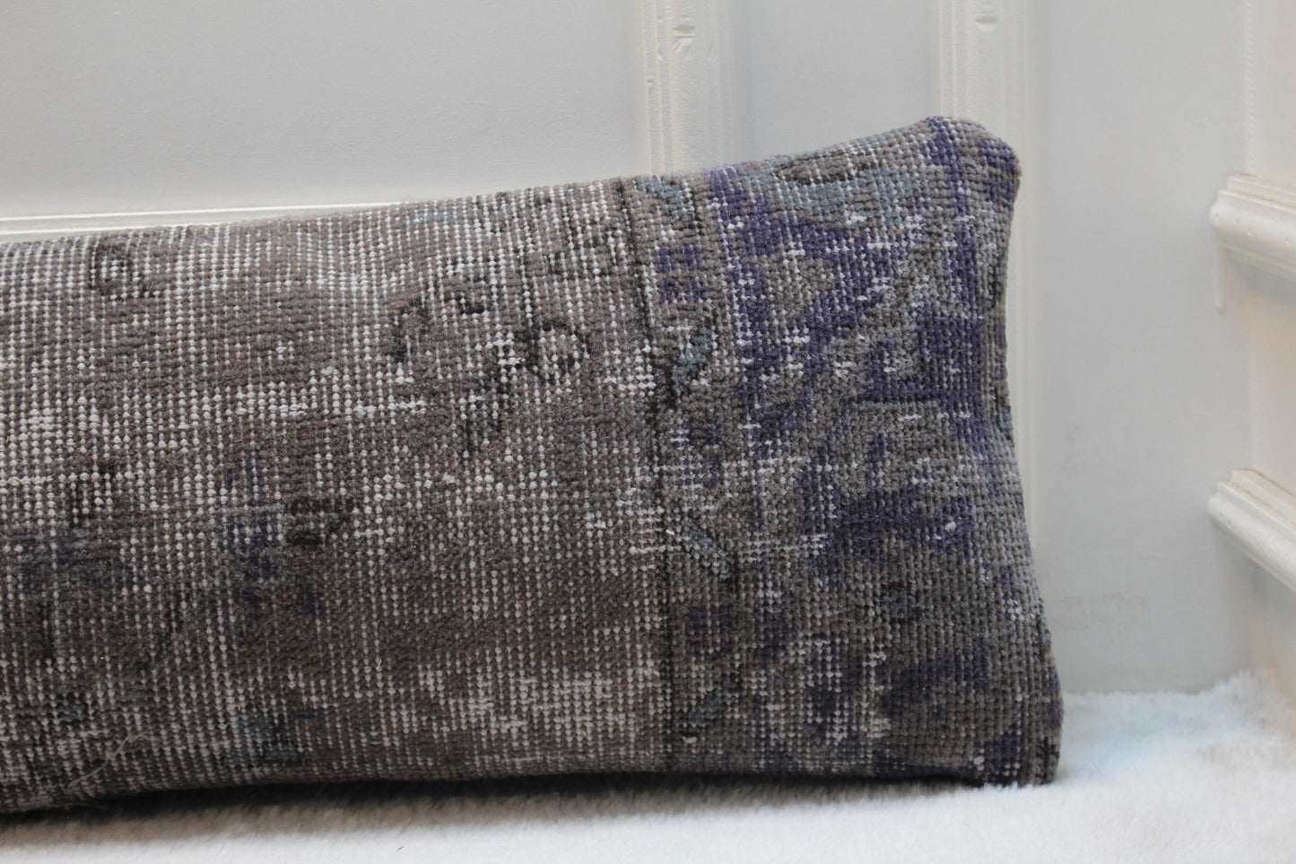 Handmade Turkish Rug Lumbar Pillow Cover: Upcycled Kilim, 12x48 inch