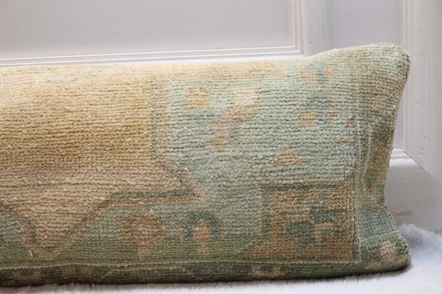 Vintage Turkish Rug Lumbar Pillow Cover: Boho Woven Wool, 12x48 inch