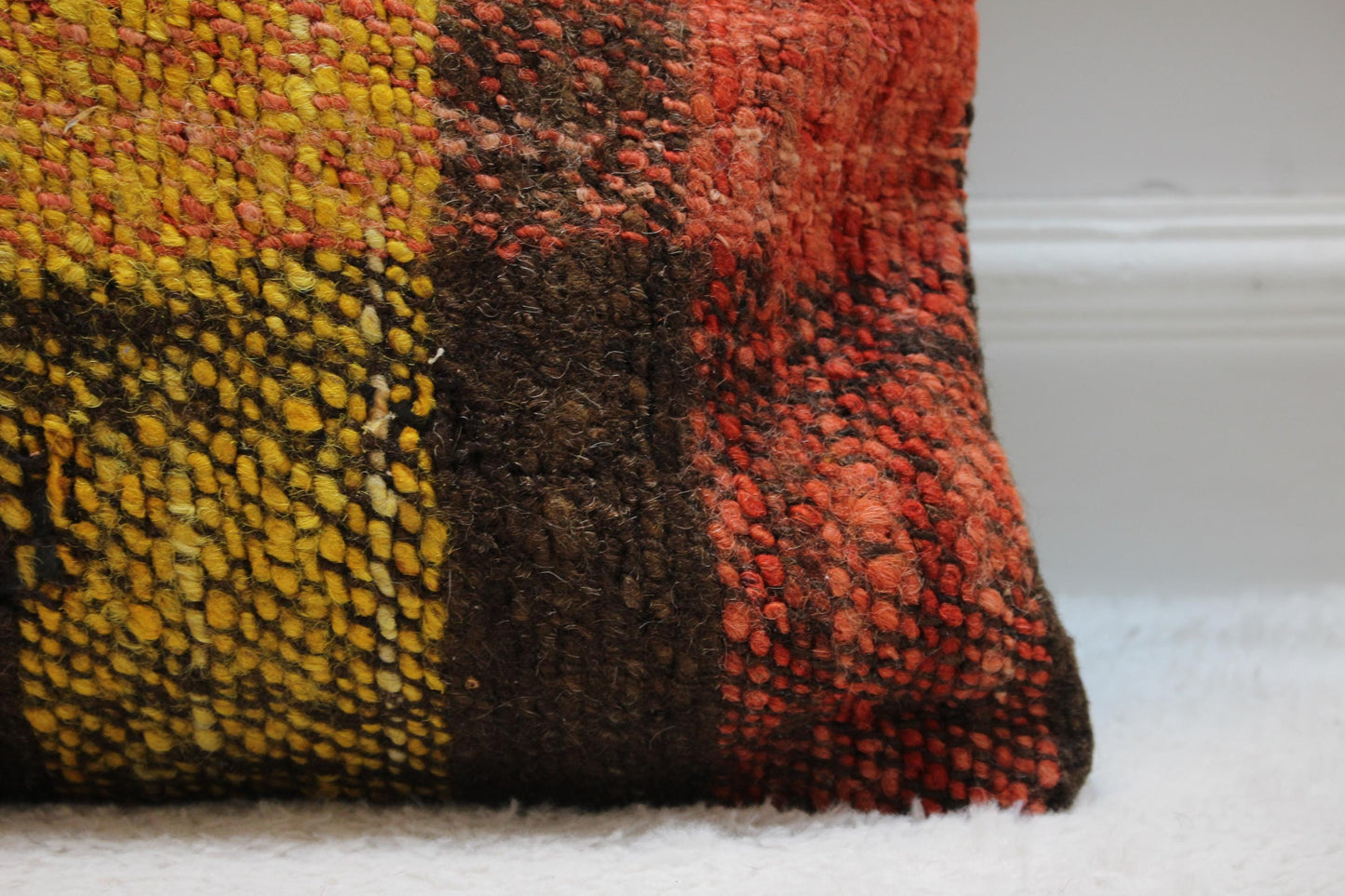Handmade Kilim Pillow Cover: Square Rainbow Woven Rug, 16x16 inch