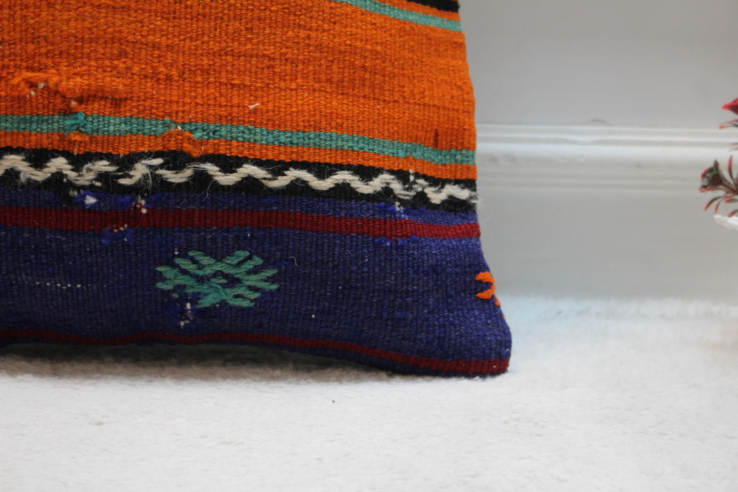 Rainbow Kilim Pillow Cover: Vintage Organic Wool, 16x16 inch