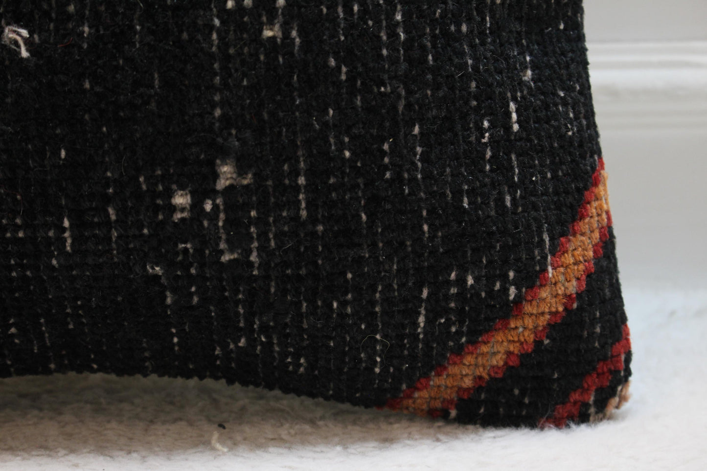 Handmade Turkish Kilim Pillow Cover: Red & Black Ethnic Design (16x16 in)