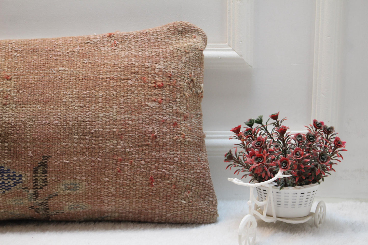 Vintage Turkish Rug Print Lumbar Pillow Cover - Boho Cushion (12x24 inch)