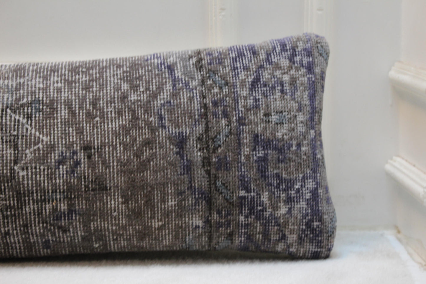 Turkish Kilim Lumbar Pillow Cover (30x120") | Extra Long Brown Gray Boho Cushion