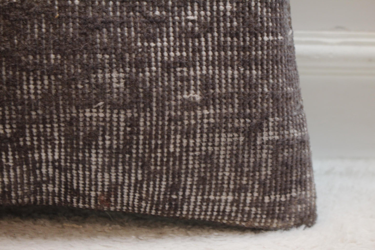 Handmade Gray Wool Kilim Pillow Cover: Vintage Turkish Rug, 16x16 inc