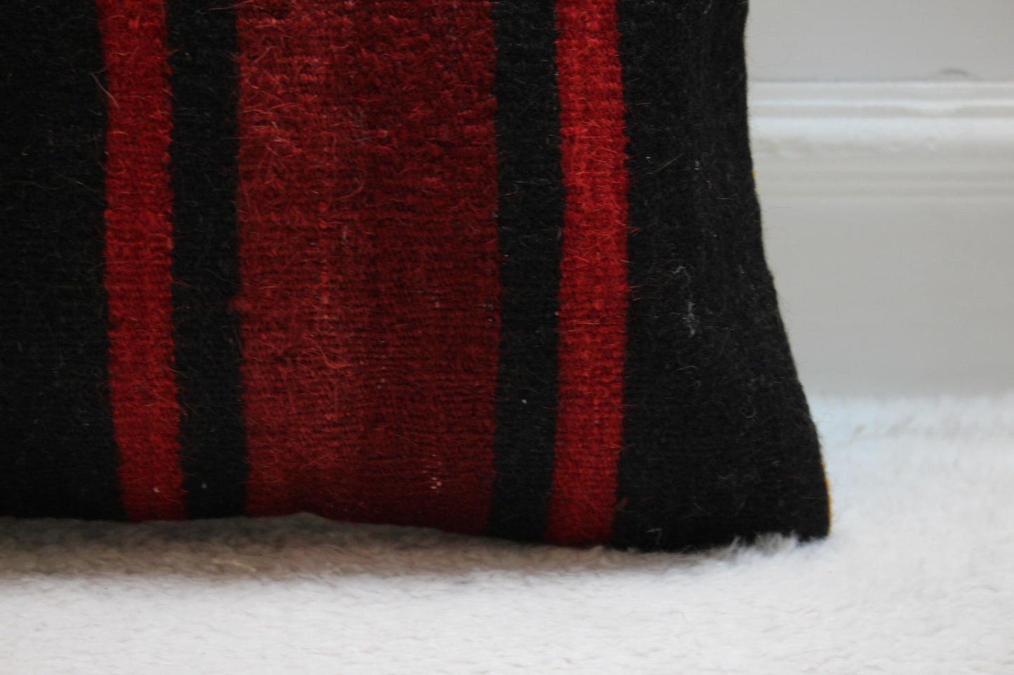 Handmade Striped Kilim Pillow Cover: Upcycled Woven Rug, 16x16 inch