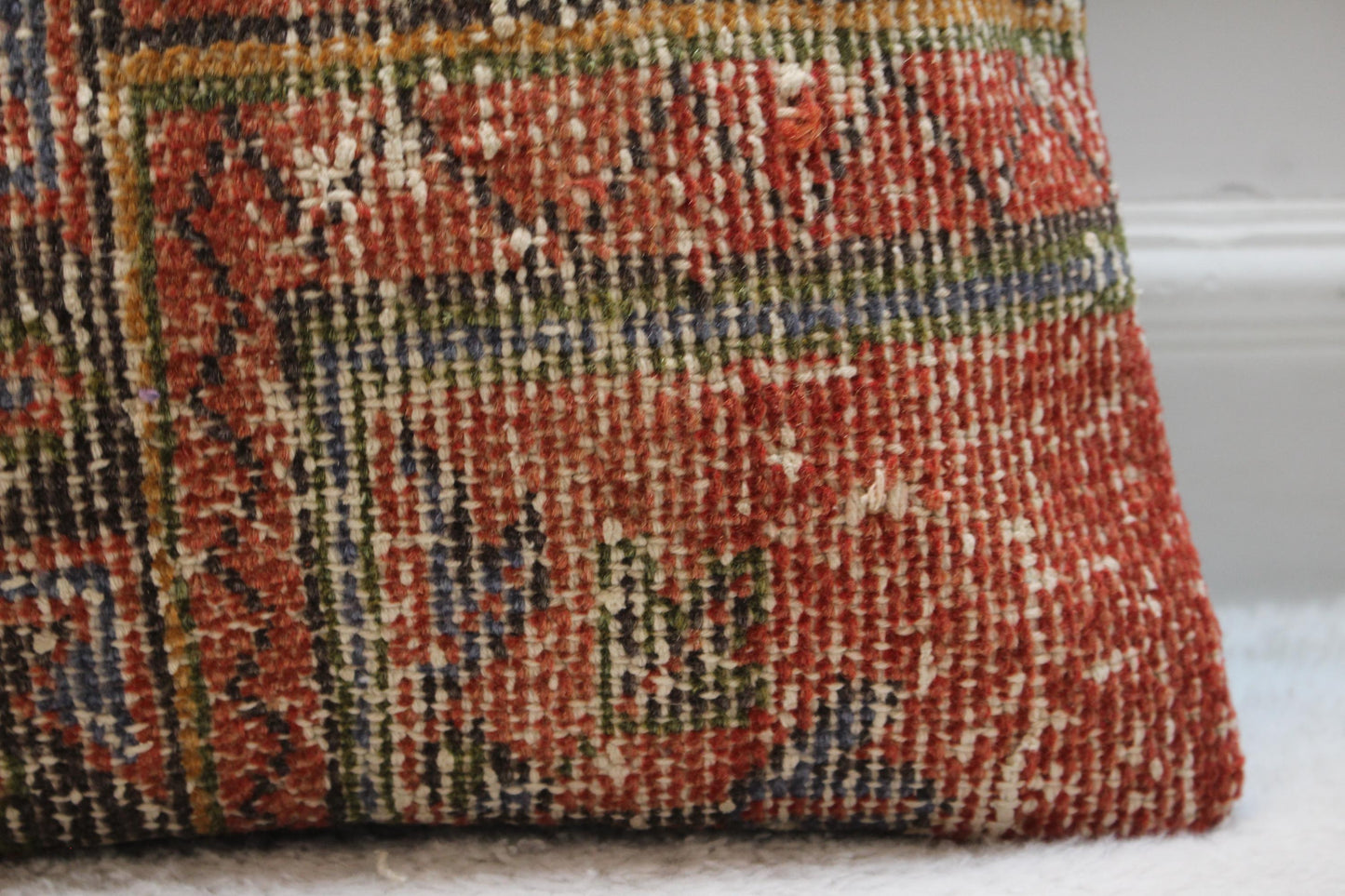 Rainbow Kilim Pillow Cover: Vintage Turkish Rug, 16x16 Square