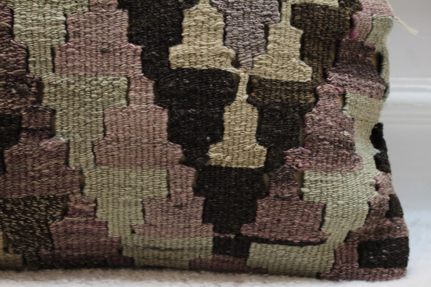Vintage Turkish Rug Pillow: 16x16 Pink Wool Kilim Pillow Cover