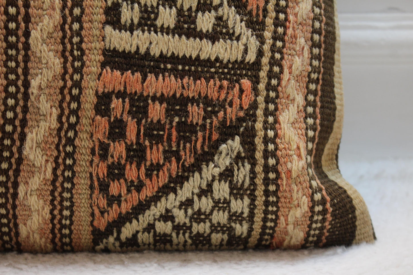 Vintage Kilim Pillow Cover: 16x16 Organic Wool Throw Pillow