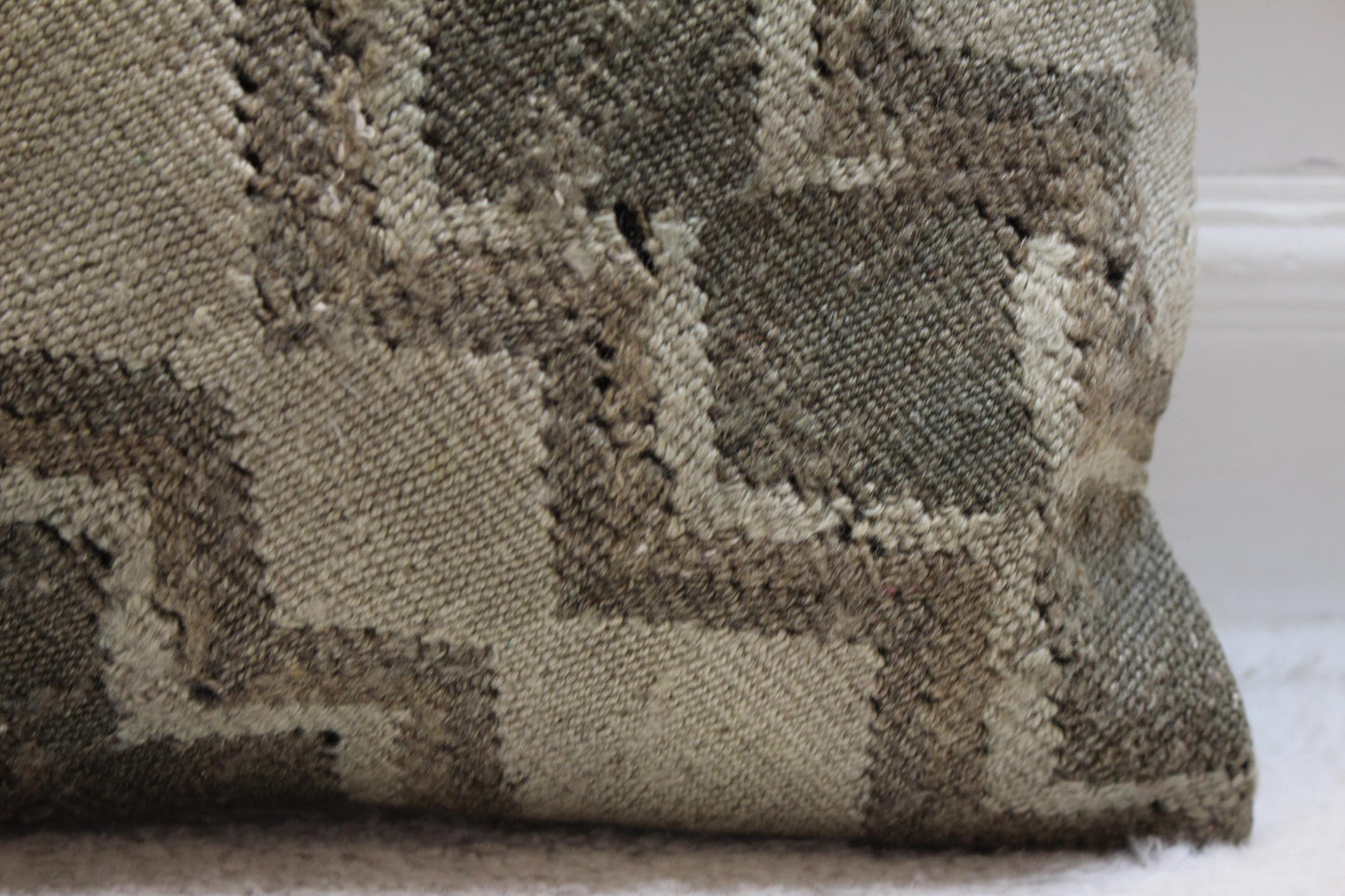 Geometric Kilim Pillow Cover: Organic Wool, Beige Brown (16x16 inch)