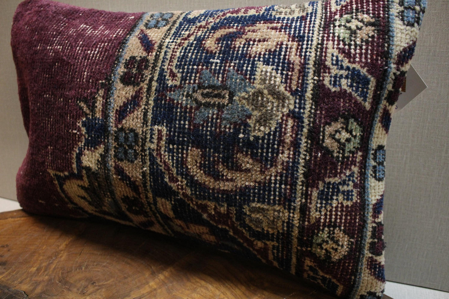Burgundy & Blue Kilim Pillow Cover: Boho Rustic Home Decor