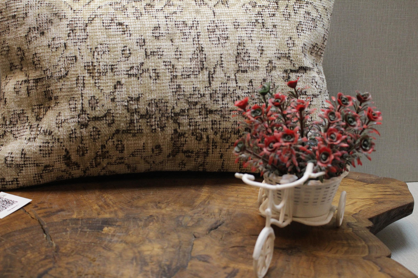 Handmade Kilim Pillow Cover: Beige Taupe Woven Rug Cushion