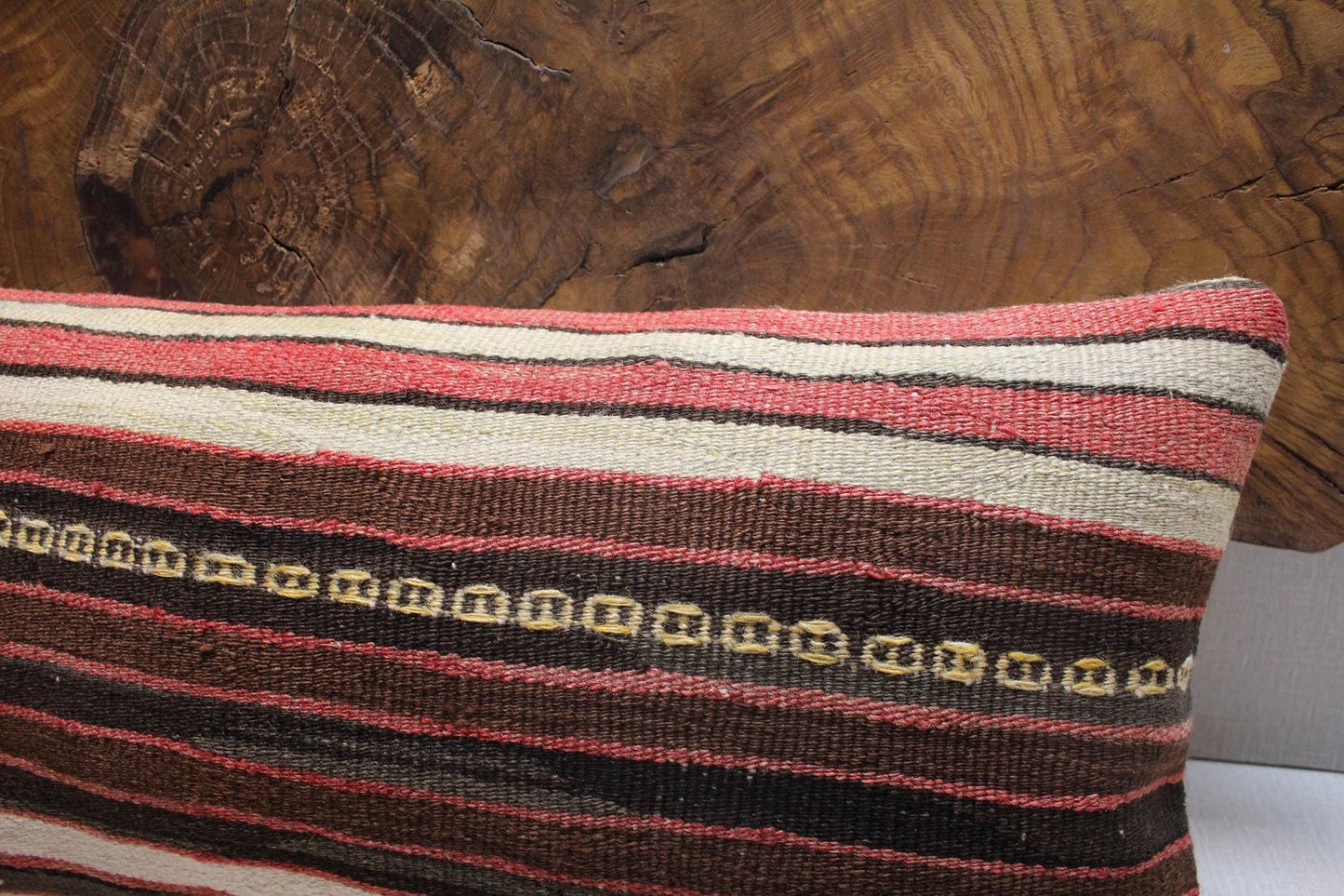 Handmade Kilim Pillow Cover: Boho Woven Wool Lumbar Pillow