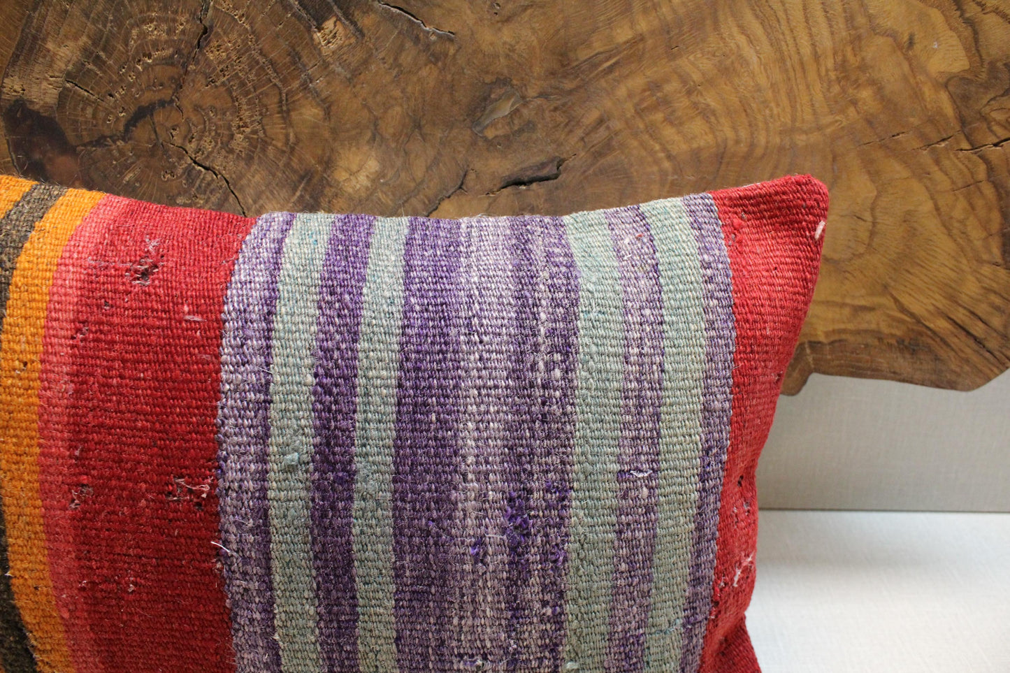 Handmade Kilim Pillow Cover 12x24: Vibrant Tribal Woven Wool