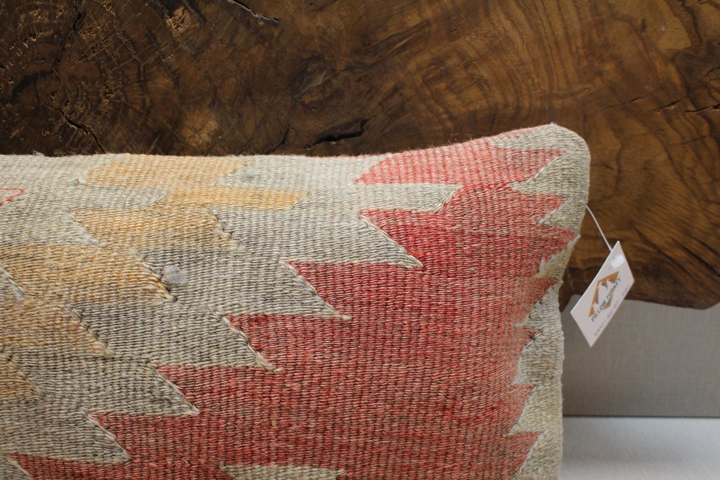 Vintage Turkish Kilim Lumbar Pillow Cover: Earthy Tribal Design