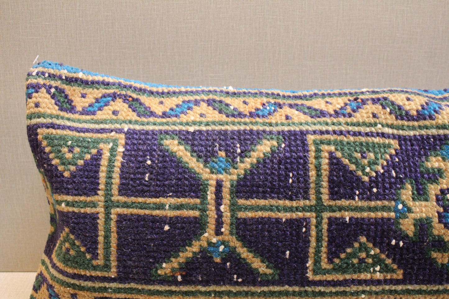 Handwoven Turkish Kilim Lumbar Pillow Cover 12x36: Boho Tribal Decor