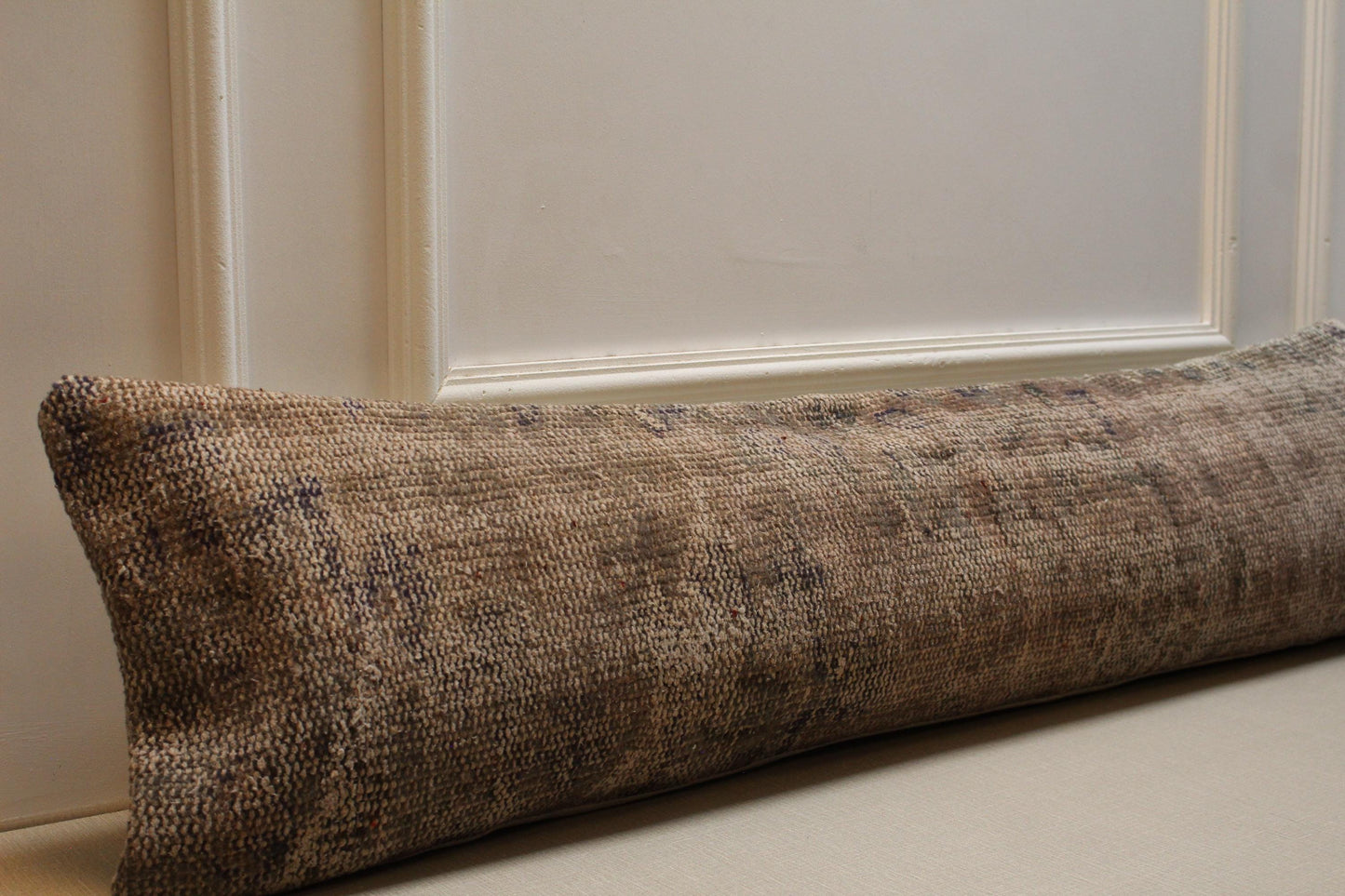Vintage Turkish Kilim Lumbar Pillow: Handmade Brown & Gray Rug Cushion