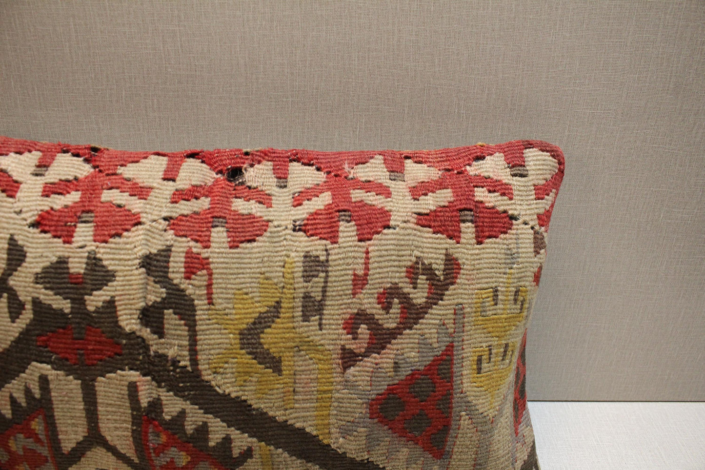 Handwoven Turkish Kilim Pillow Cover 12x24: Boho Lumbar Cushion