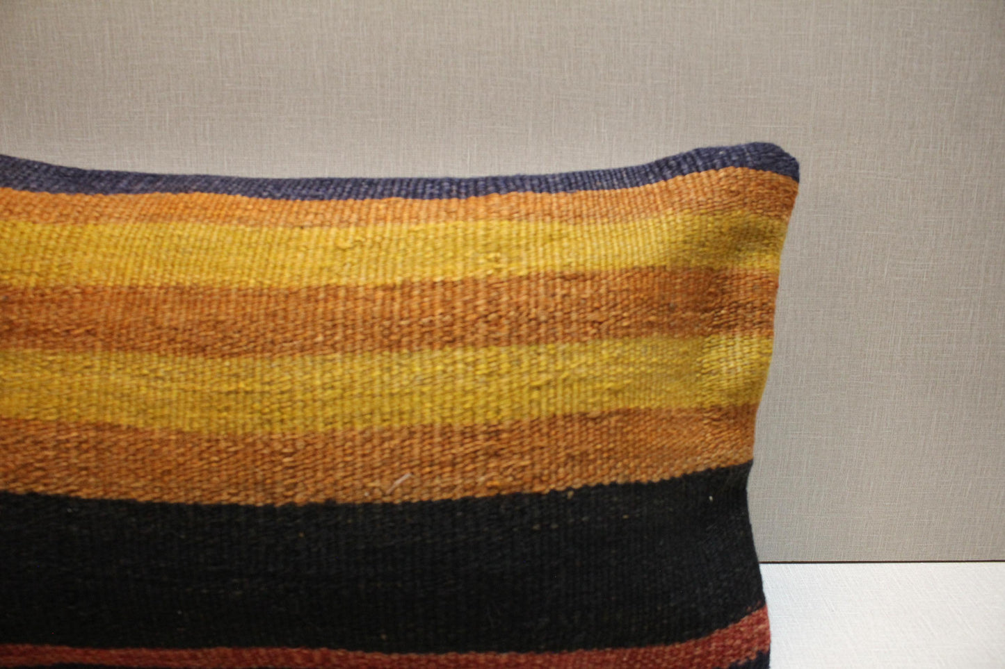 Handwoven Kilim Lumbar Pillow Cover 12x24: Boho Farmhouse Decor