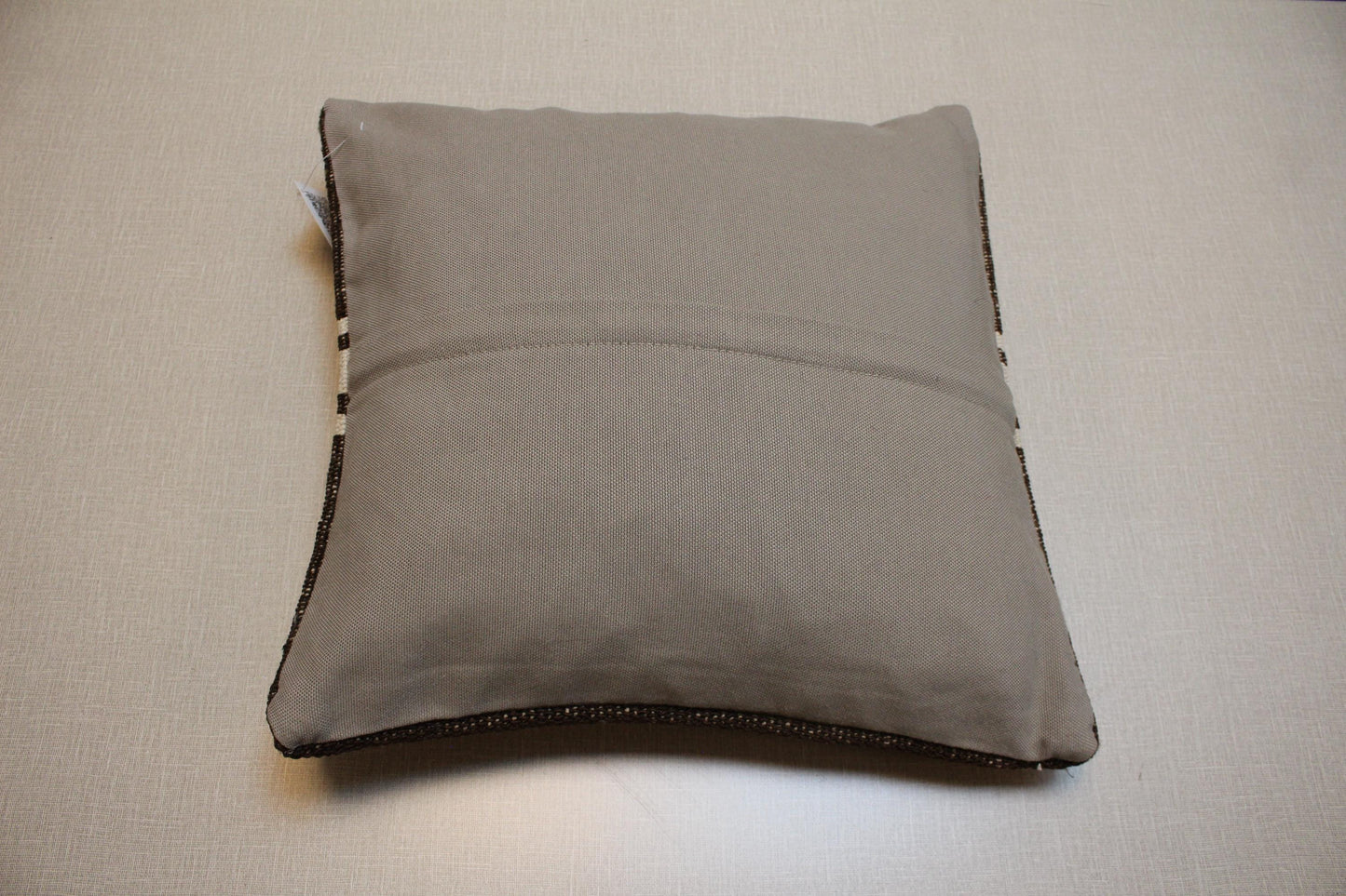 Handmade Brown Kilim Pillow Cover: Vintage Turkish Rug Cushion 16x16