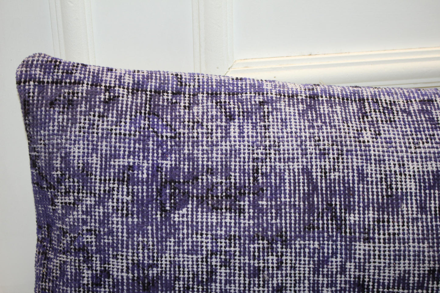 Vintage Turkish Kilim Long Lumbar Pillow - Purple Violet Handwoven Cushion, Boho Chic(12x48 inch)