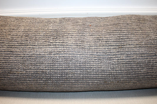 Vintage Turkish Rug Lumbar Pillow | Handwoven Kilim Bench Cushion | Neutral Boho Decor(12x48 inch)